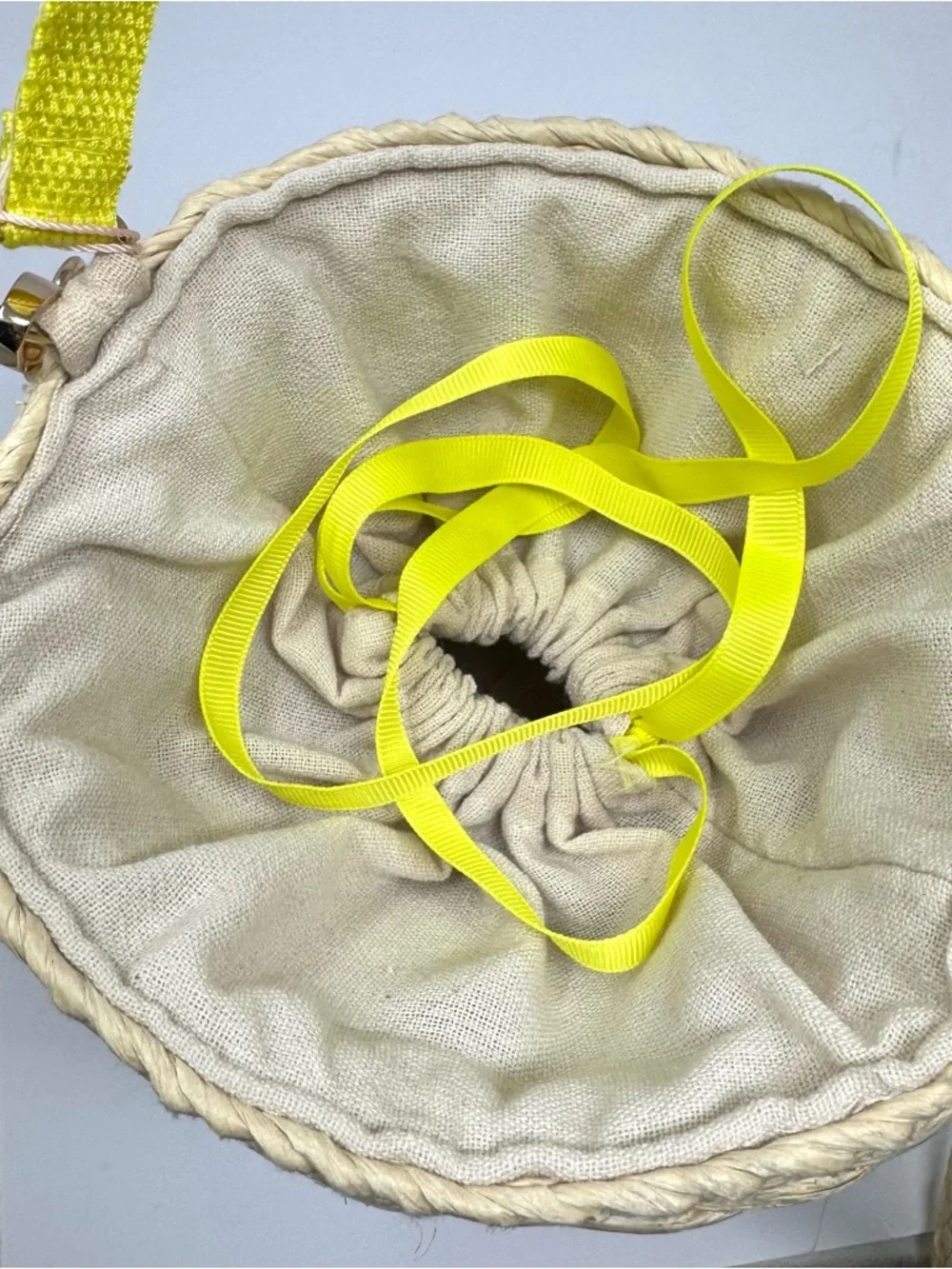 NEW Rachel Ashwell Pineapple Straw Bucket Drawstring Bag Purse Embroidered - Picture 4 of 10